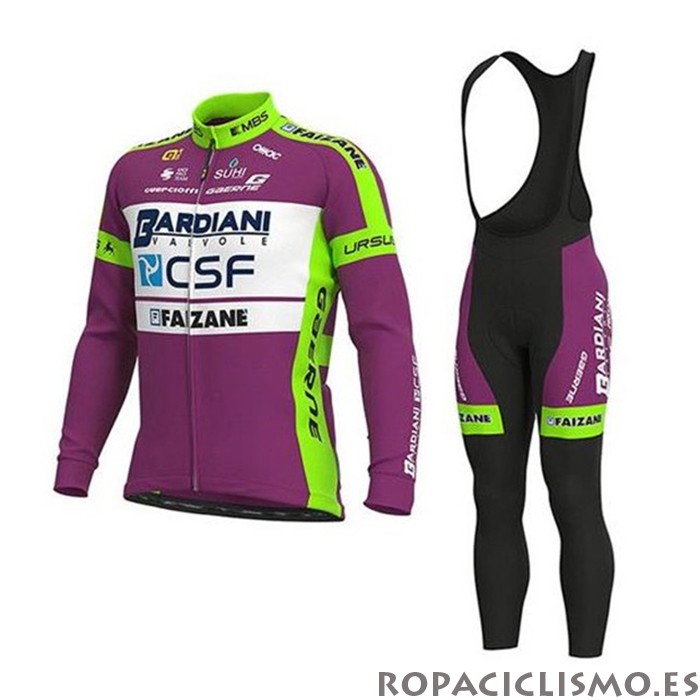 2020 Maillot Bardiani Csf Tirantes Mangas Largas Violeta Blanco